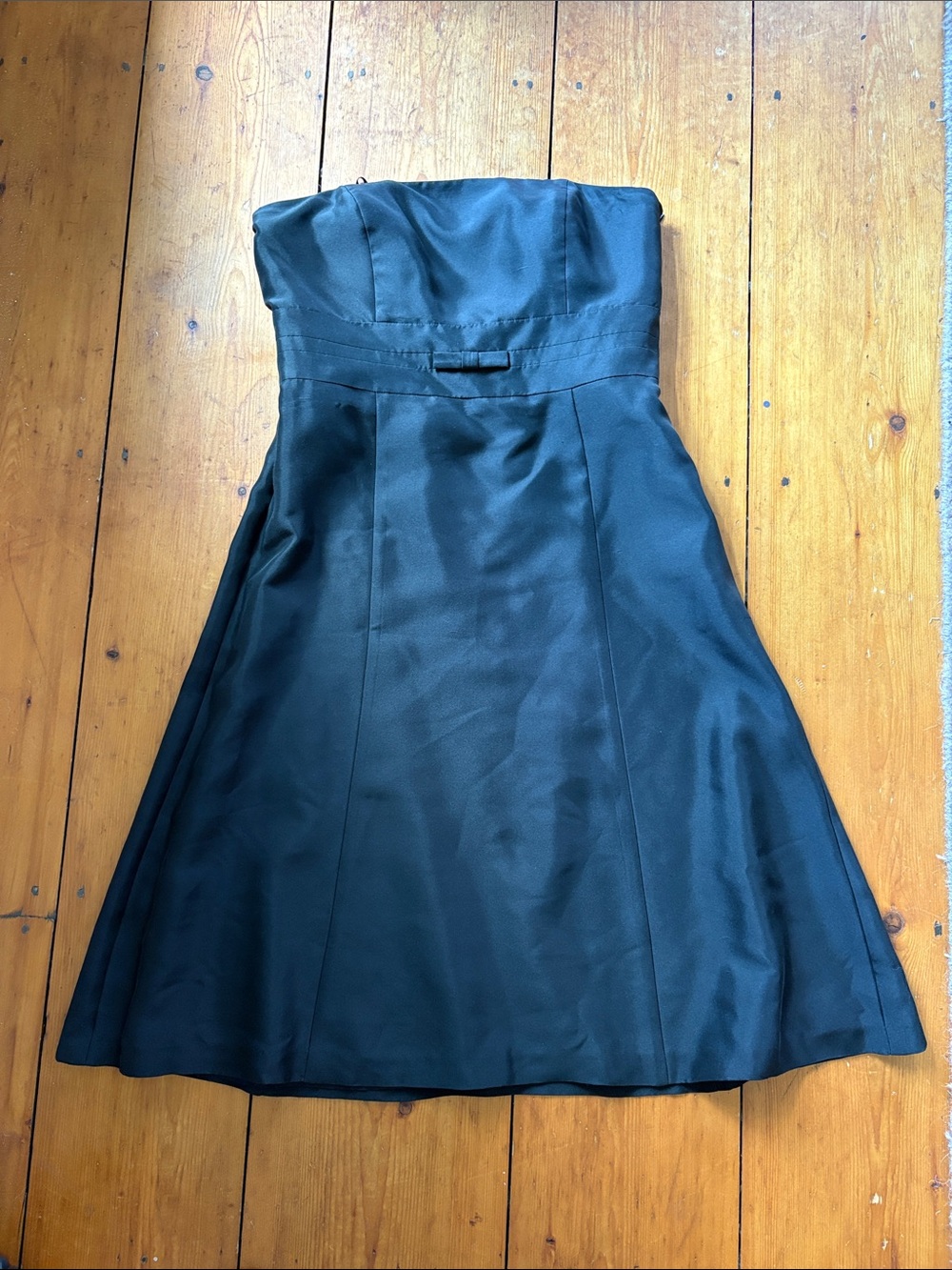 Ann Taylor Strapless Black A-Line Dress with Subtle Bow